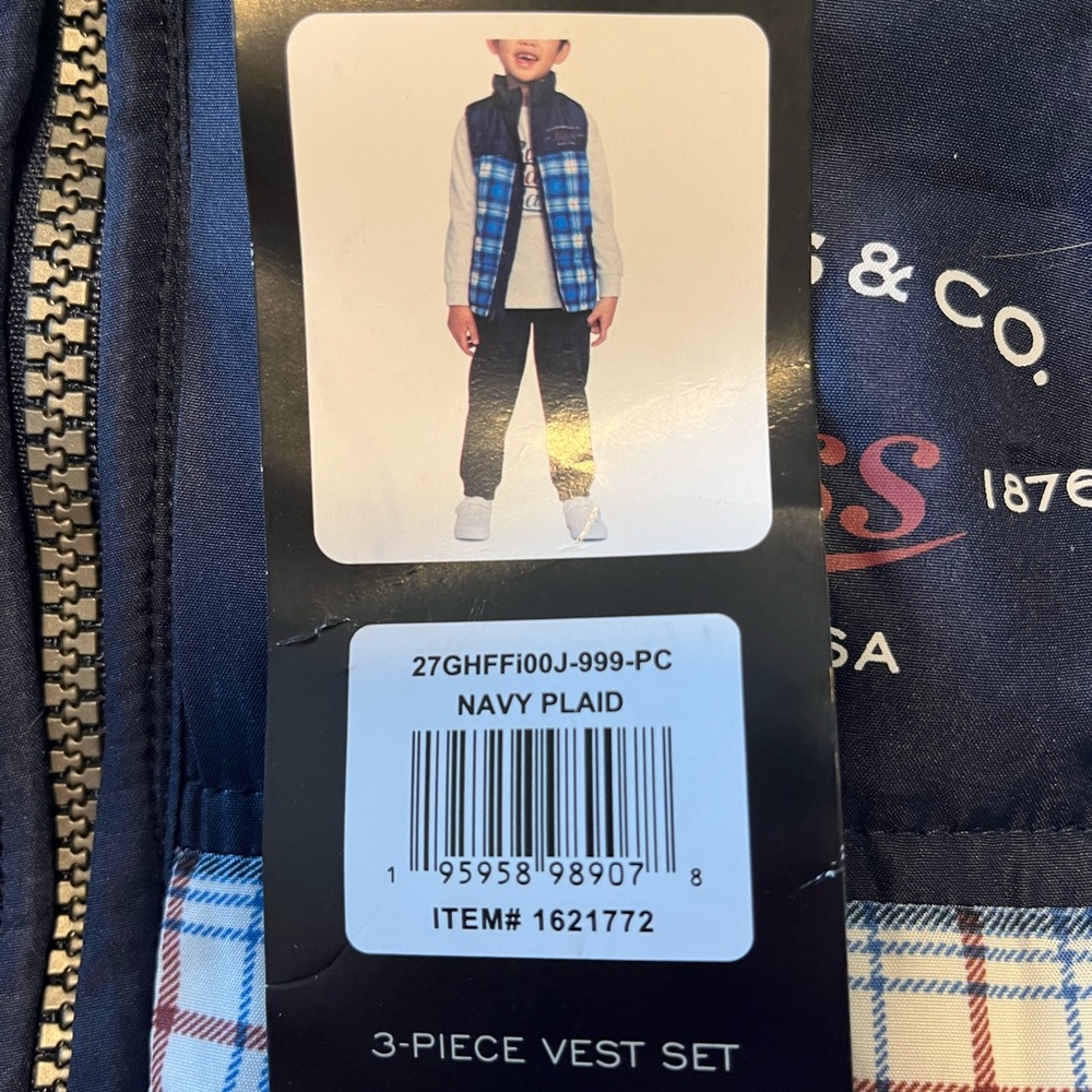 G.H. Bass & Co. Kids Navy Plaid 3-Piece Vest Set
